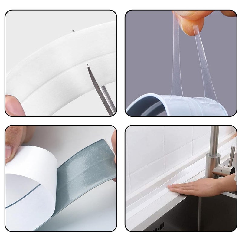 Begino Waterproof Caulk Tape Sealant Strip, 1.5" W x 10.5'L PVC Sealing Tapes for Kitchen Bathroom Bathtub Countertop Toilet Sink (Beige) - Image 5